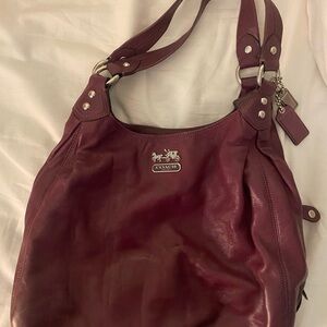 Coach Purple Leather Shoulder Bag with Silver Hardware